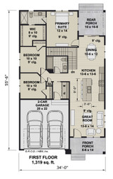 Modern House Plan - Hudson 28865 - 1st Floor Plan