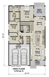 Bungalow House Plan - Tucker 86082 - 1st Floor Plan