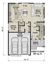 Craftsman House Plan - Chesterfield 91794 - 1st Floor Plan