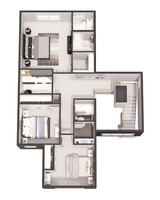 Craftsman House Plan - Chesterfield 91794 - 2nd Floor Plan Dollhouse - 