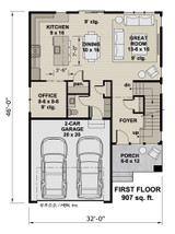 Modern House Plan - Garnette 89778 - 1st Floor Plan