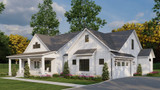 Farmhouse House Plan - White Oak Farms 38008 - Right Exterior