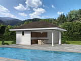 Prairie House Plan - Willow Poolhouse 85028 - Front Exterior