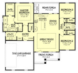 Craftsman House Plan - Sandalwood 63577 - 1st Floor Plan
