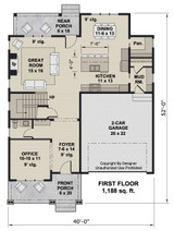 Bungalow House Plan - Red Cedar 76627 - 1st Floor Plan