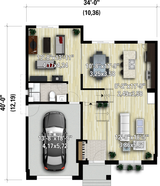Modern House Plan - 57322 - 1st Floor Plan