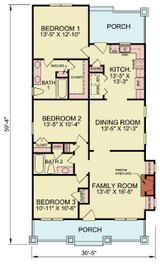 Craftsman House Plan - Morley 3  75016 - 1st Floor Plan