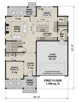 Farmhouse House Plan - Hartsville 81237 - 1st Floor Plan