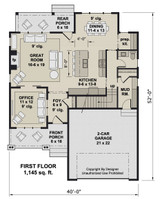 Bungalow House Plan - White Spruce 46556 - 1st Floor Plan