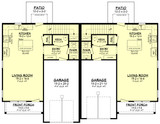 Farmhouse House Plan - Oak Bowery Duplex 57551 - 1st Floor Plan