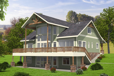 Lodge Style House Plan - 13101 - Rear Exterior