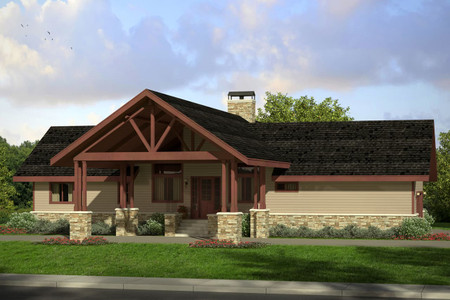 Lodge Style House Plan - Spindrift 19938 - Front Exterior