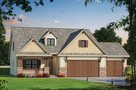Craftsman House Plan - Cedar Glen II - 3 Car 33291 - Front Exterior