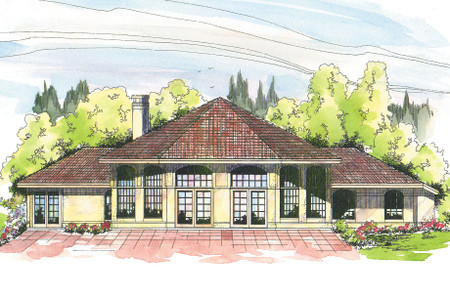 Southwest House Plan - Oakland 48140 - Rear Exterior