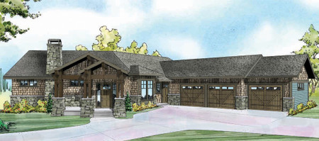 Lodge Style House Plan - Northbrook 53221 - Front Exterior
