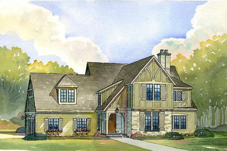 Tudor House Plan - Cambridge 60163 - Front Exterior