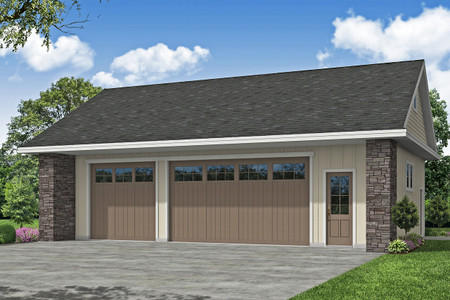 Craftsman House Plan - Garage 61351 - Front Exterior