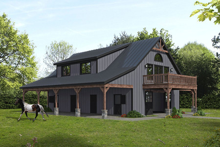 Farmhouse House Plan - Three Oaks Barn 70107 - Front Exterior
