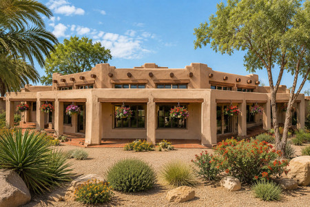 Southwest House Plan - Santa Fe 72069 - Rear Exterior