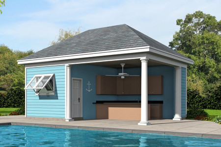 Traditional House Plan - Manchester Poolhouse 77507 - Front Exterior