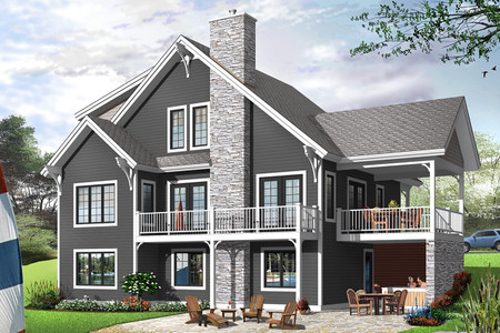 Cottage House Plan - Touchstone 4 78065 - Rear Exterior