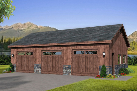 Lodge Style House Plan - Pebblestump 95217 - Front Exterior