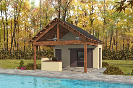 Craftsman House Plan - Encinitas Poolhouse 83417 - Front Exterior