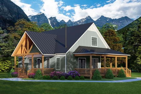 Cottage House Plan - Cascade Trails 2 88699 - Front Exterior