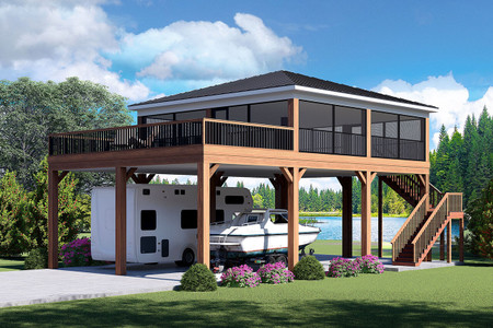 Traditional House Plan - Coffee Ridge RV Port 15077 - Exterior