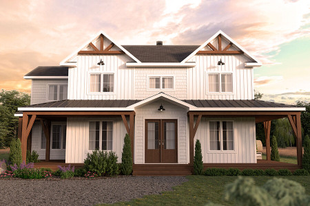 Farmhouse House Plan - Rivard 56847 - Front Exterior