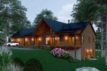 Craftsman House Plan - Rustic Cabin 12802 - Front Exterior