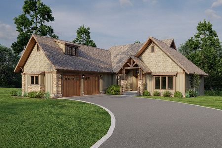 Mountain Rustic House Plan - Trout Run Retreat 95260 - Front Exterior
