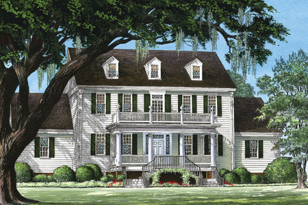 Colonial House Plan - Wedge Plantation 74321 - Front Exterior