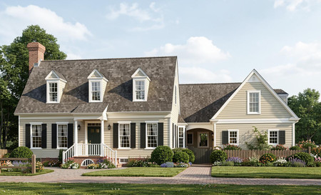 Colonial House Plan - Williamsburg Cottage 82204 - Front Exterior