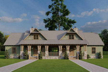 Mountain Rustic House Plan - River Cottage Retreat 95202 - Front Exterior