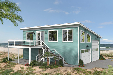 Contemporary House Plan - Clear Creek Garage 90782 - Left Exterior