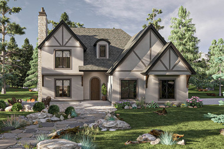 Tudor House Plan - Noblewood 95939 - Front Exterior