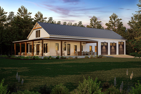 Farmhouse House Plan - Hickory Grove 95087 - Right Exterior