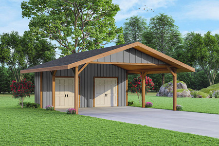 Craftsman House Plan - Carport 42527 - Front Exterior