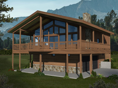 Lodge Style House Plan - 19919 - Rear Exterior