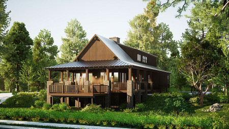 Mountain Rustic House Plan - River Falls 24176 - Front Exterior