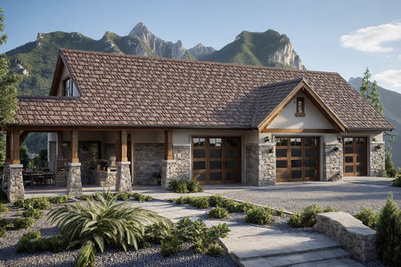 Craftsman House Plan - Garage w/Storage 53684 - Front Exterior