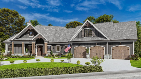 Craftsman House Plan - Silverton Creek Cottage D 24458 - Front Exterior