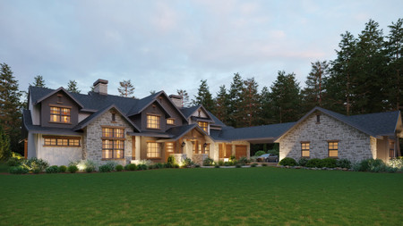 Lodge Style House Plan - Blacktail Meadow III 24760 - Front Exterior