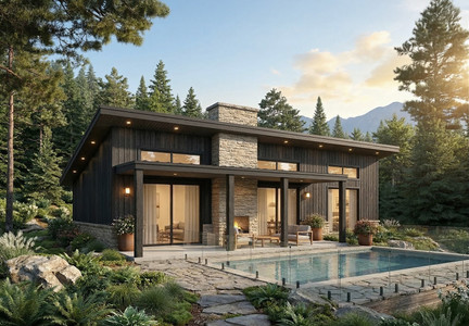 Modern House Plan - Bonzai 4 11141 - Rear Exterior