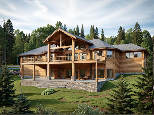 Lodge Style House Plan - 14056 - Rear Exterior