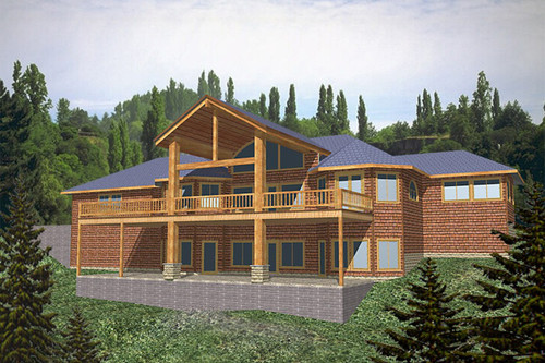 Lodge Style House Plan - 14056 - Rear Exterior