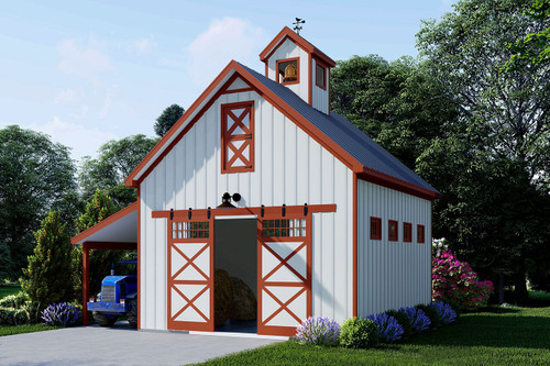 Farmhouse House Plan - Raptor's Roost Barn 17043 - Front Exterior