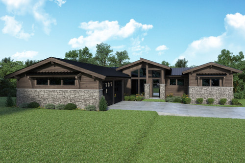 Lodge Style House Plan - 38610 - Front Exterior