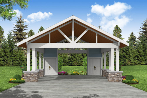Craftsman House Plan - Carport 38955 - Front Exterior